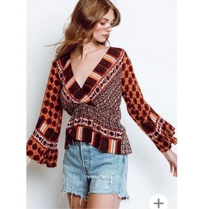 Free People Multicolor Patterned Blouse